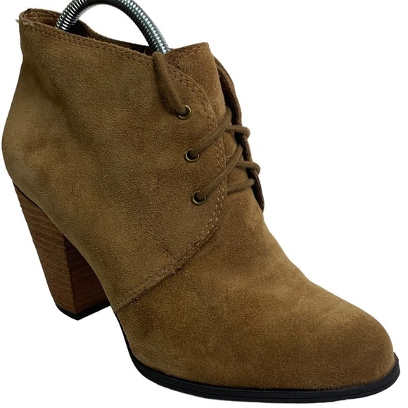 BCBG Generation Pl-Paxton Style Whiskey Color Suede Lace Bootie 3.5” Heel Bootie - Picture 2 of 8